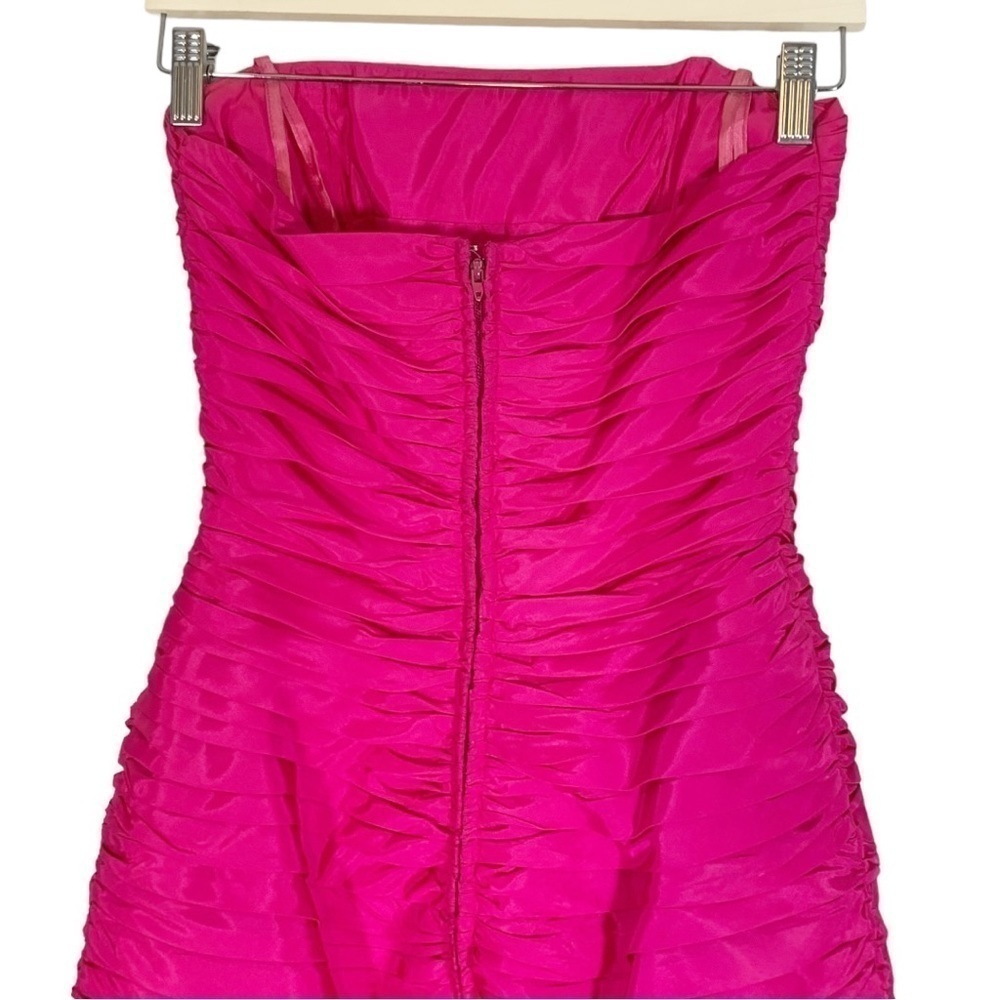 Vintage Tadashi Taffeta Strapless Feather Mini Cocktail Dress Size XS - Picture 6 of 9